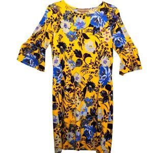 Alexandra + Oak Bold Floral Spring Dress with Flutter Sleeves MEDIUM